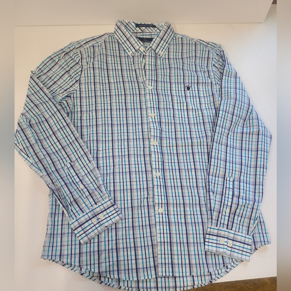 Simply Southern Blue and White Casual Button Down Shirt